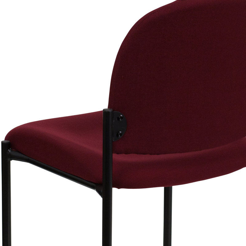 Burgundy Fabric and Vinyl Stackable Metal Side Chair