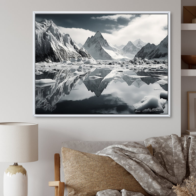 Biagio " Grey Glacier Wonderment ", H 12 po x l 20 po x P 1 po, Cadre flottant blanc
