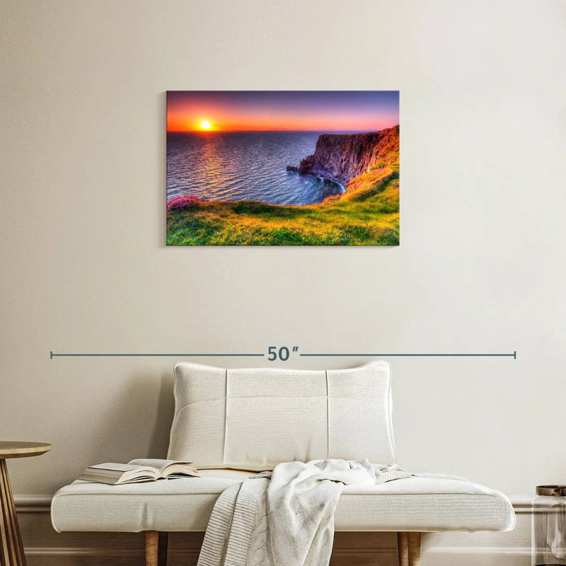 Ravi, coucher de soleil sur les falaises, H 20 po x l 30 po
