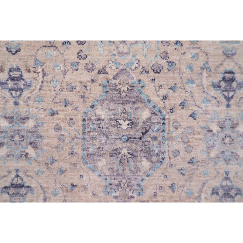 Tapis de couloir beige / bleu de haute qualité noué à la main Ziegler 3000
