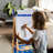 Joyooss Double-Sided Adjustable Art Easel for Kids, Wooden Frame Floor Easel with Paper Roll Holder, Chalkboard & Whiteboard, Storage Tray, JOY129 DARK BLUE