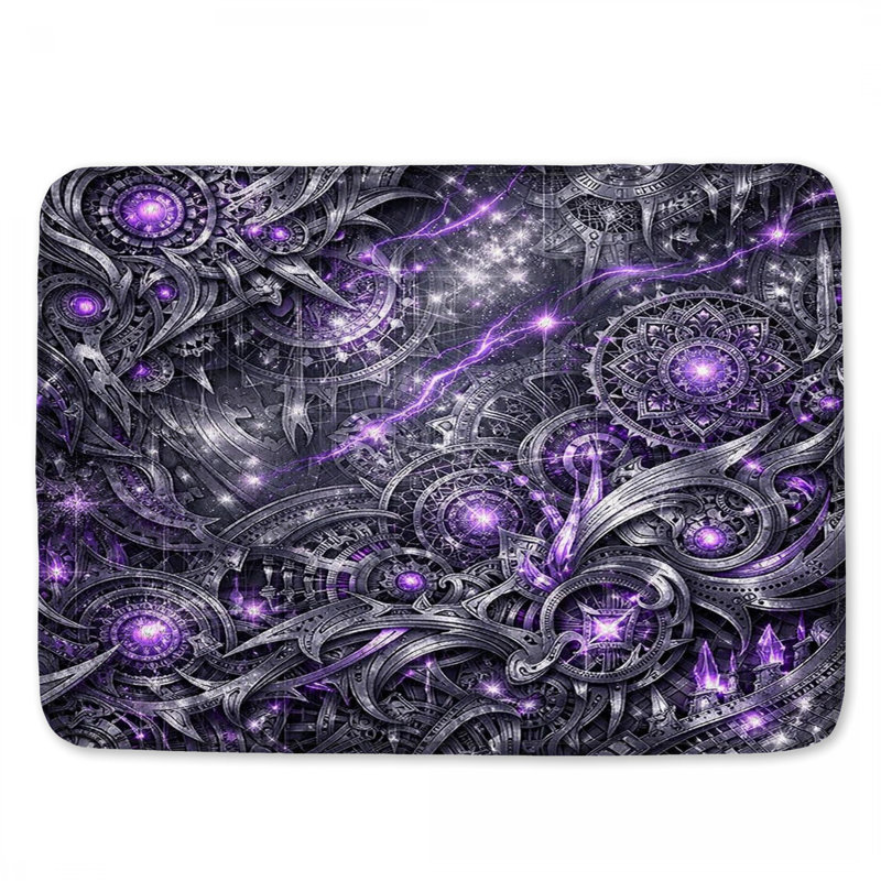 Tapis de bain à motif mécanique complexe, 24 po L x 17 po L