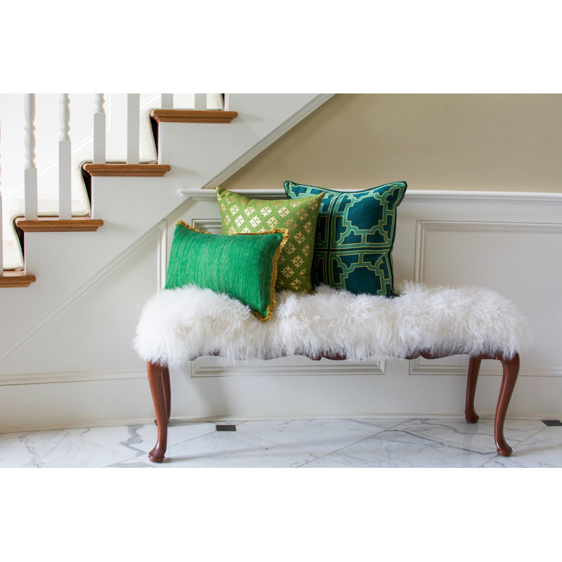 Manette Geometric Feather Throw Pillow, Green