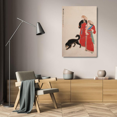 "Tibetan Women with Mastiffs" by  Daqian Zhang - Gallery Wrap Canvas Wall Art