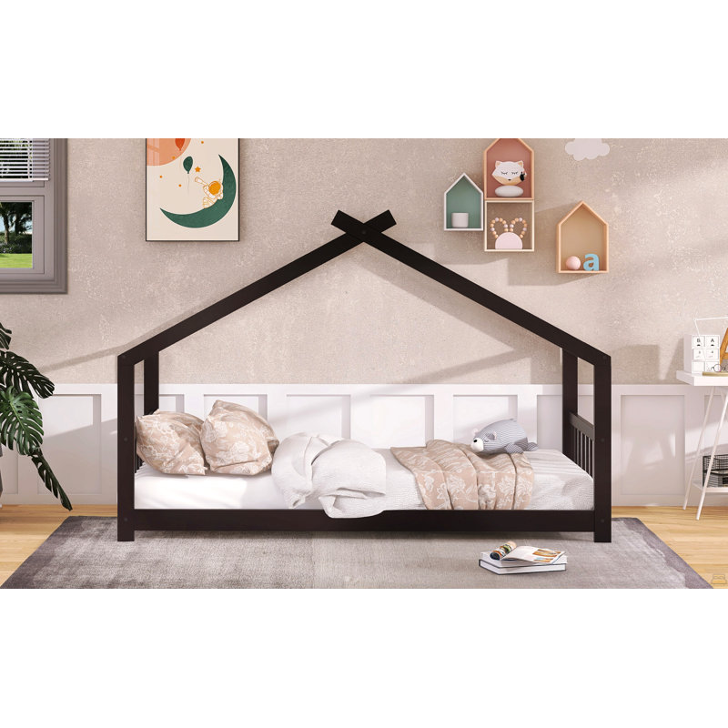 Twin Size House Bed Wood Bed, Twin, Espresso