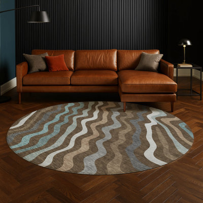 Tapis abstrait lavable à la machine intérieur / extérieur ACN2570 Chantille