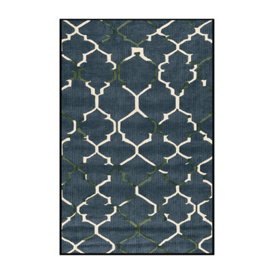 Machine Washable Trellis Gray Area Rug