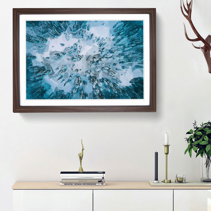 Fresh Snow upon the Forest in Abstract - Wall Art, 48cm H x 65cm W x 2cm D, Walnut Single Picture Frame Wood