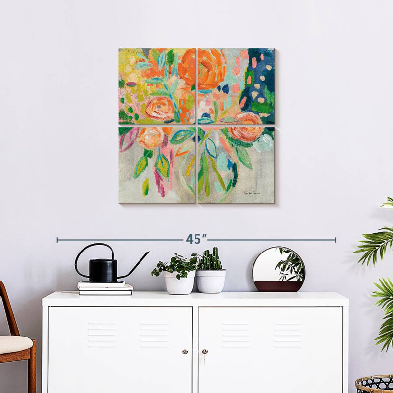 Harnek été floral orange, H 26 po x l 26 po