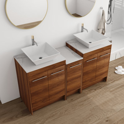 Deryon 59.2'' Double Bathroom Vanity with Stone Top