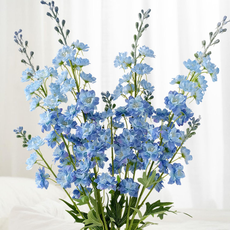 4 pièces de fleurs artificielles Delphinium bleues
