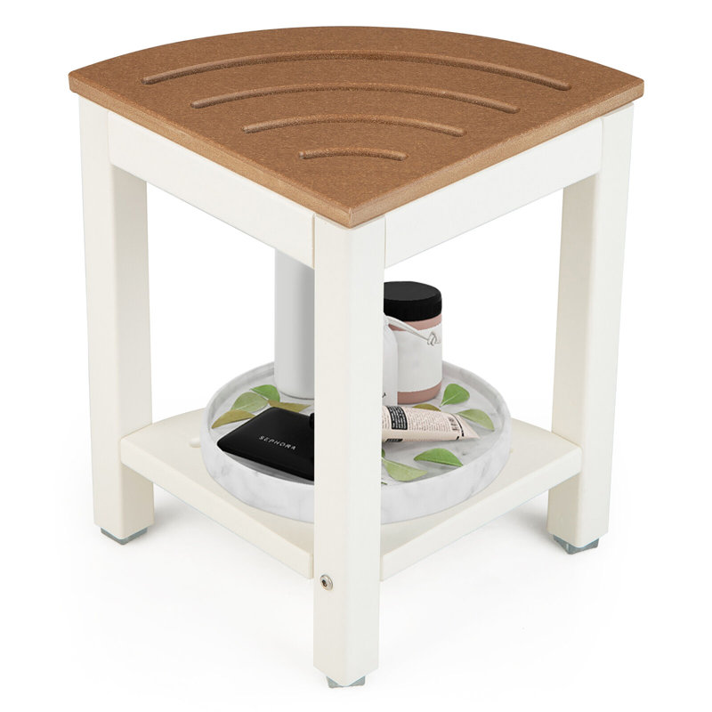 13'' W HDPE Corner Shower Bench, Brown