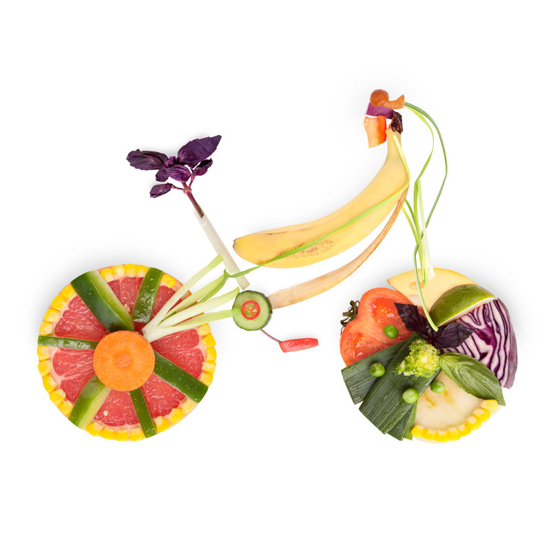 Vélo fruité - photographie sur toile tendue, L 12 po x H 12 po