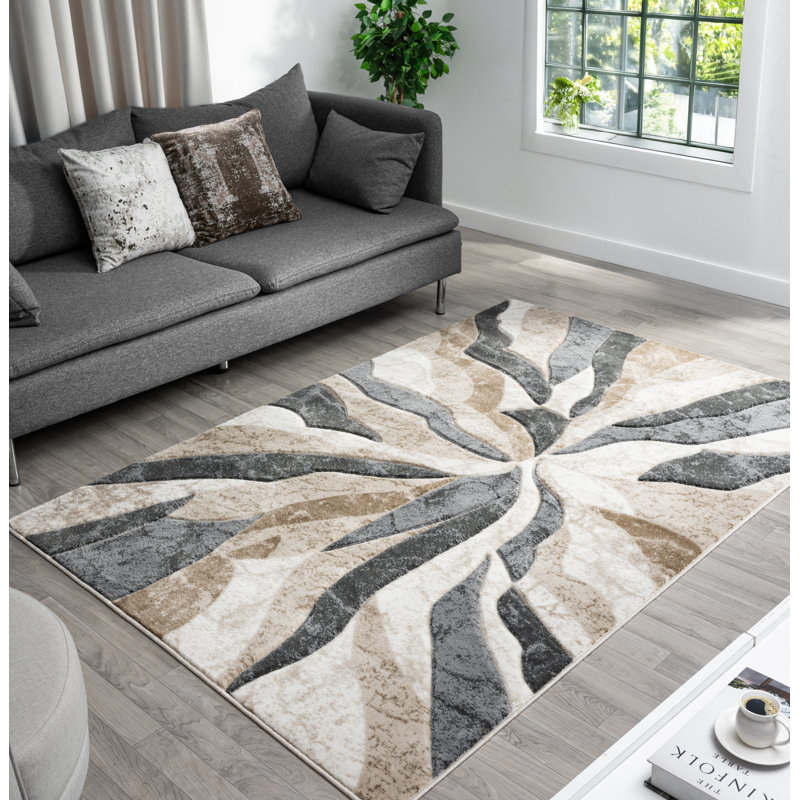 Modern Hand Carved Abstract Geometric Contemporary Rug For Living Room Bedroom, Rectangle 7'8" x 10'4"