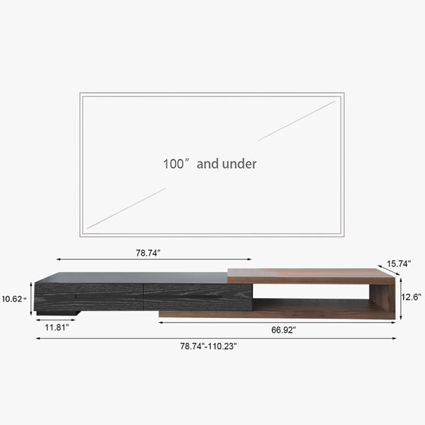 Orren Ellis Dahnya Wood Extendable TV Stand, Wood Media Console, Pre ...