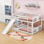 Lit superposé double au dessus d'un lit double en bois avec glissade-2124926297