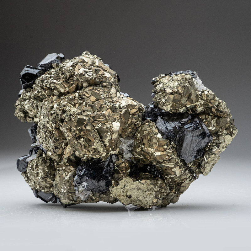 Pyrite and Sphalerite with Calcite from Deveti Septemvri Mine, Madan District, Rhodope Mountains, Bulgaria