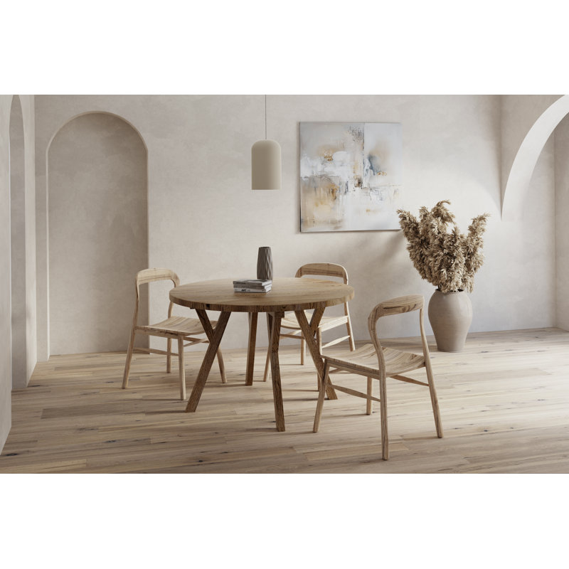 Watheroo Oak Round Solid Wood Dining Table, H76 x L120 x W120cm, Wood