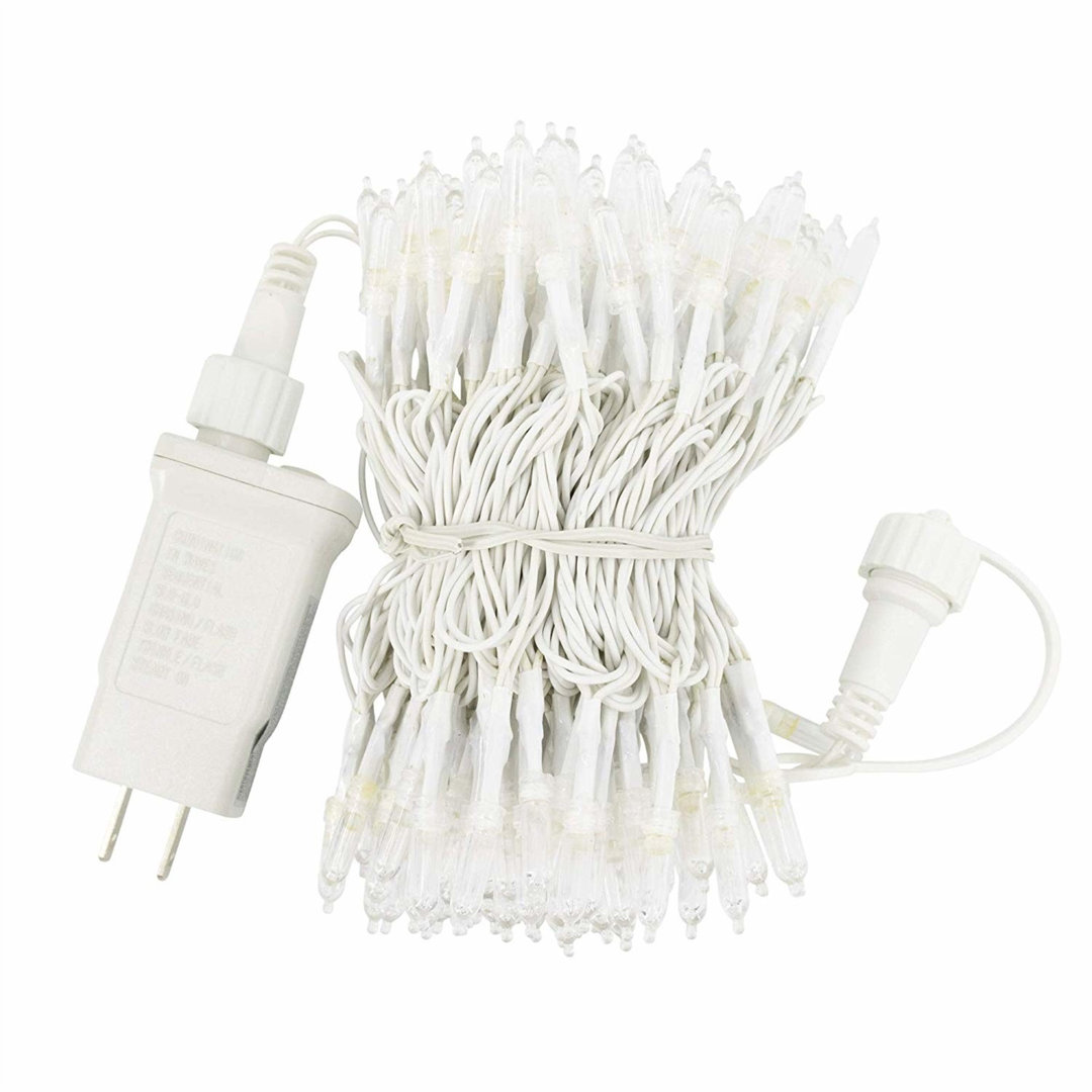 ProductWorks Indoor/Outdoor 300 LED-Mini Bulbs String Light Set with 8-Light Modes and Cord Reel, Warm White, 60ft Trinx