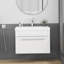Meuble-lavabo mural de 24 po avec tiroir à fermeture en douceur, finition blanc brillant et lavabo en céramique à bords épais unique pour les salles de bain modernes