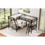 Twin over Full Bunk Bed with Loft Attached 117.3x78x67 inches Metal Single Piece Triple Bunk Bed Black with Desk and Metal Guardrails