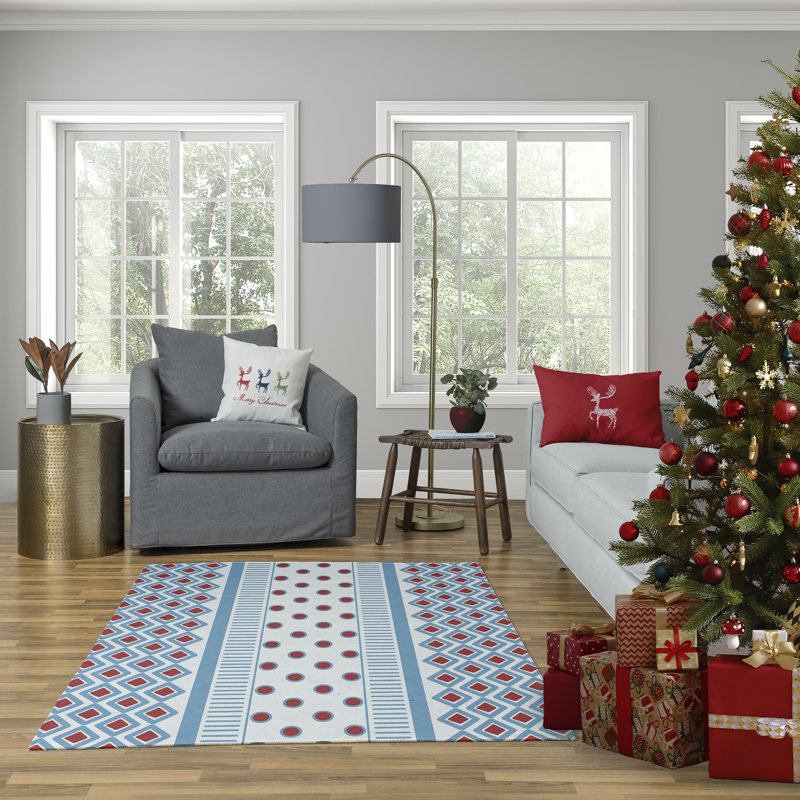 Merry Christmas Reindeer_Sq, Multicolore / bleu marine, 26 po x 26 po, Non