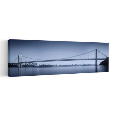 Blue Bridge Serenity 1 Piece Wrapped Canvas Panoramic Wall Art