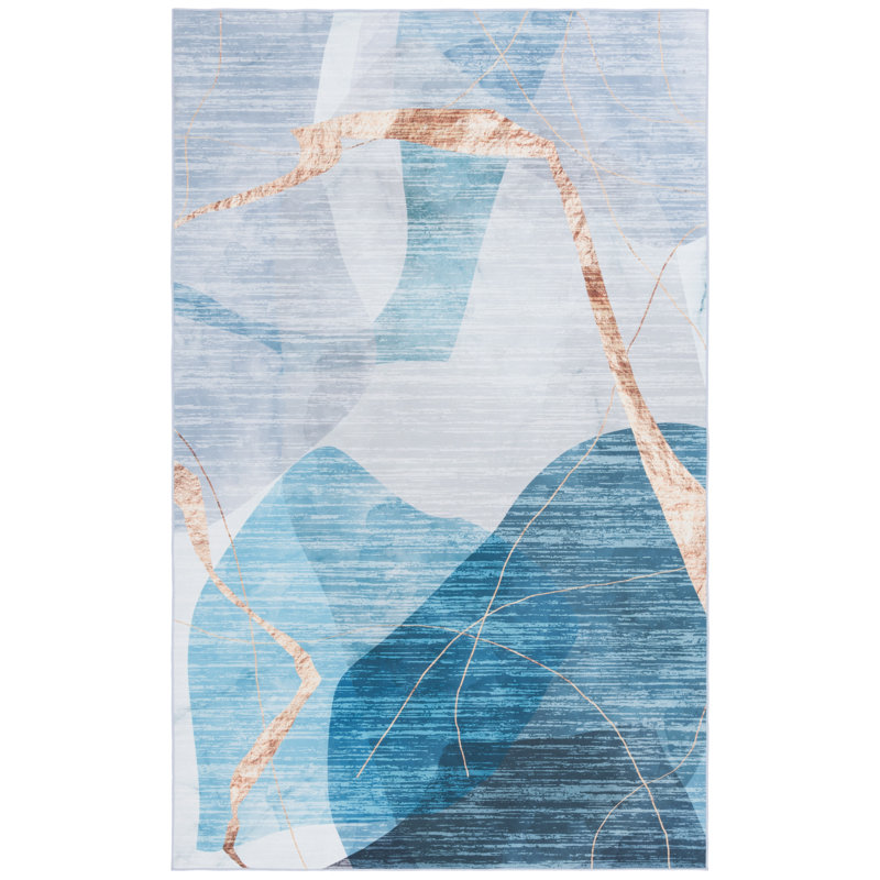 Tapis bleu / doré Bennita 836, Rectangle 6 pi x 9 pi