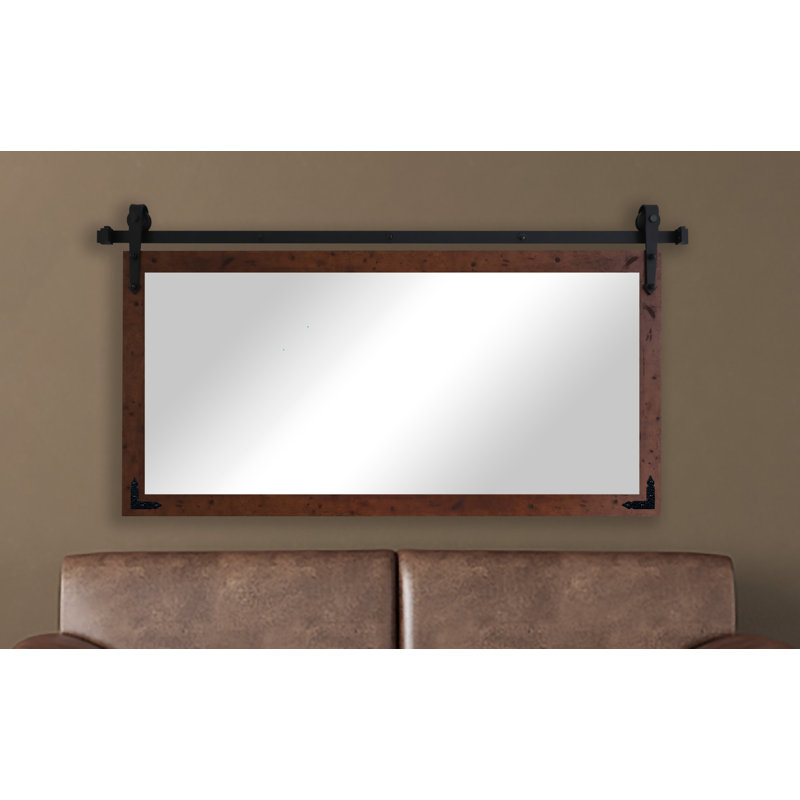 Neace Wood Wall Mirror, 38" H x 71" W, Rustic Dark Walnut