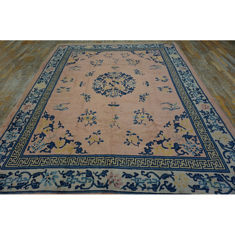 Room Size Floral Medallion Design Antique Peking Wool Chinese Rug