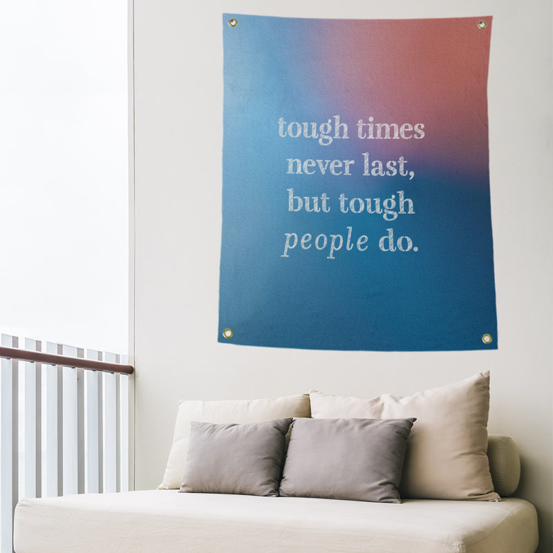 Tapisserie en polyester rigide times, H 59 pi x l 50 po, Bleu / Rose