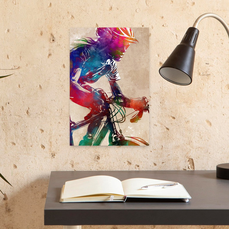 «Dynamic Cycling Watercolor Abstract Contemporary City Architecture», art mural, 18" H x 12" W