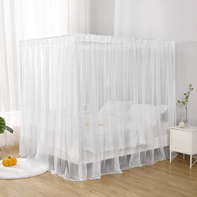 Canopy Bed Curtains for Queen Bed, Princess Bed Canopy for Girls Room, Canopy Bed Scarf Adults (White)