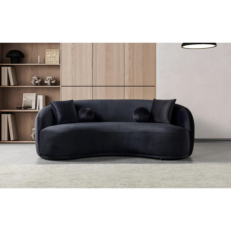 Canapé et causeuse 2 pièces en velours noir Donna , Noir