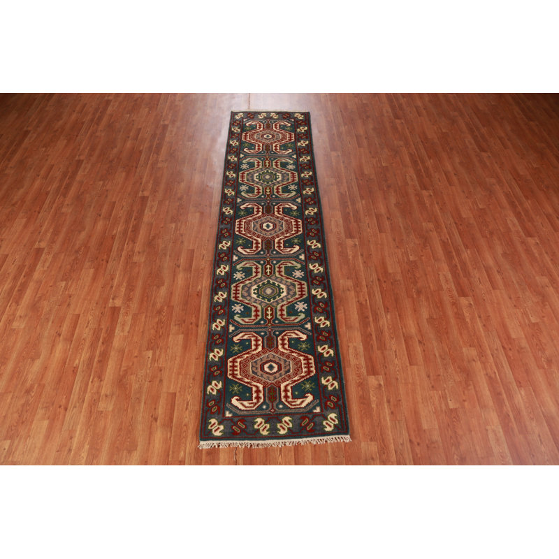 Geometric Kazak Indian Runner Rug 3x10