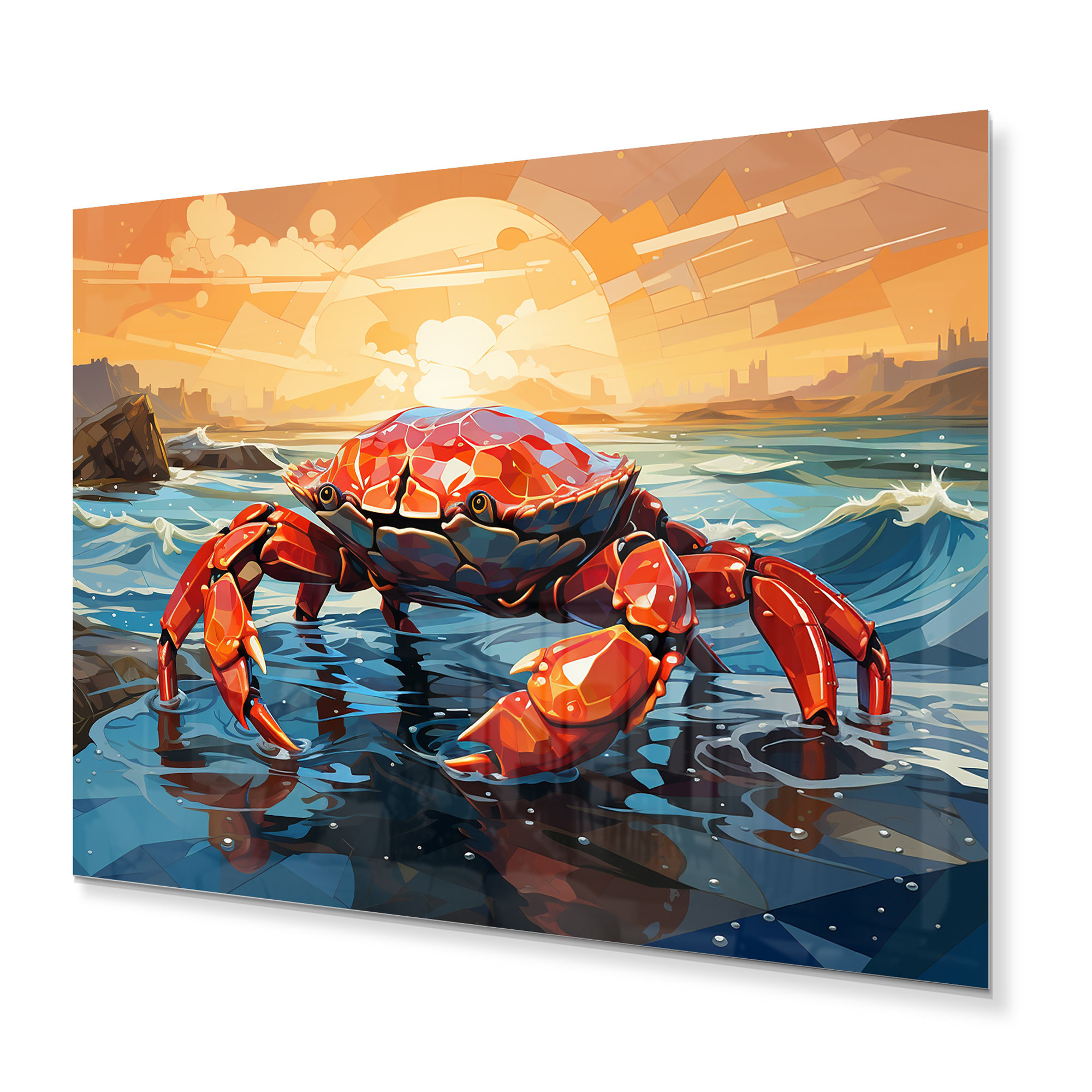 Highland Dunes Crab Coastal Guardian Geometric - Animals Metal Wall