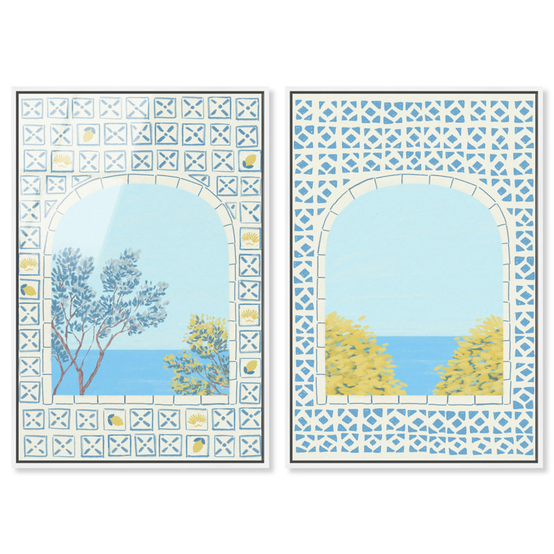 Mediterranean window set High-Gloss Frameless Acrylic Glass Wall Art Nautical & Beach Print by Oliver Gal, Ready to Hang, 10 x 15