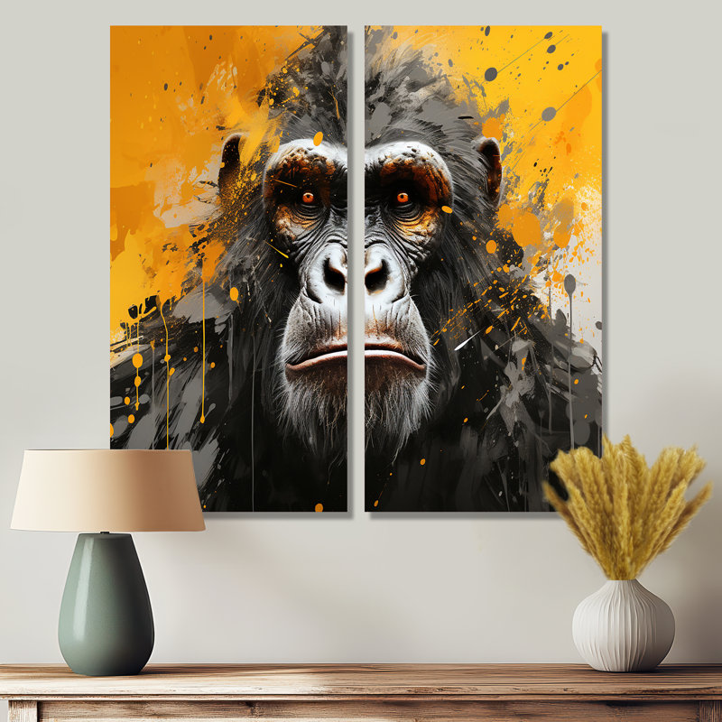 Graffiti noir et jaune - reproduction d'art sur toile, H 20 po x l 24 po, Toile tendue, Ne s’applique pas