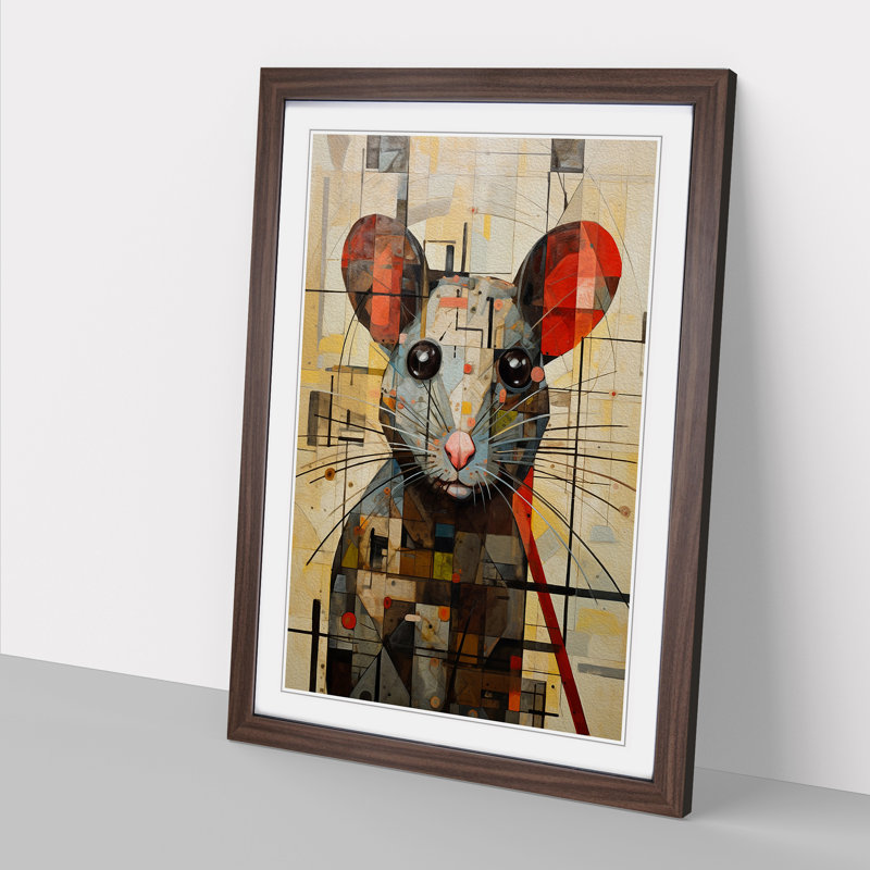 XYZ-FRM-V1223-5413 Rat Constructivism - Single Picture Frame Print on Wood, 34cm H x 25cm W x 2cm D, Walnut