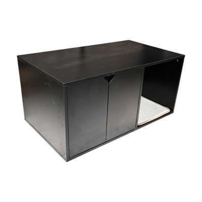 35.01" Black Cat House For Litter Box Enclosure, 20.73" Wide, 17.06" High, 52 Lbs, With Space Cat's Relaxation Comfortable Cats