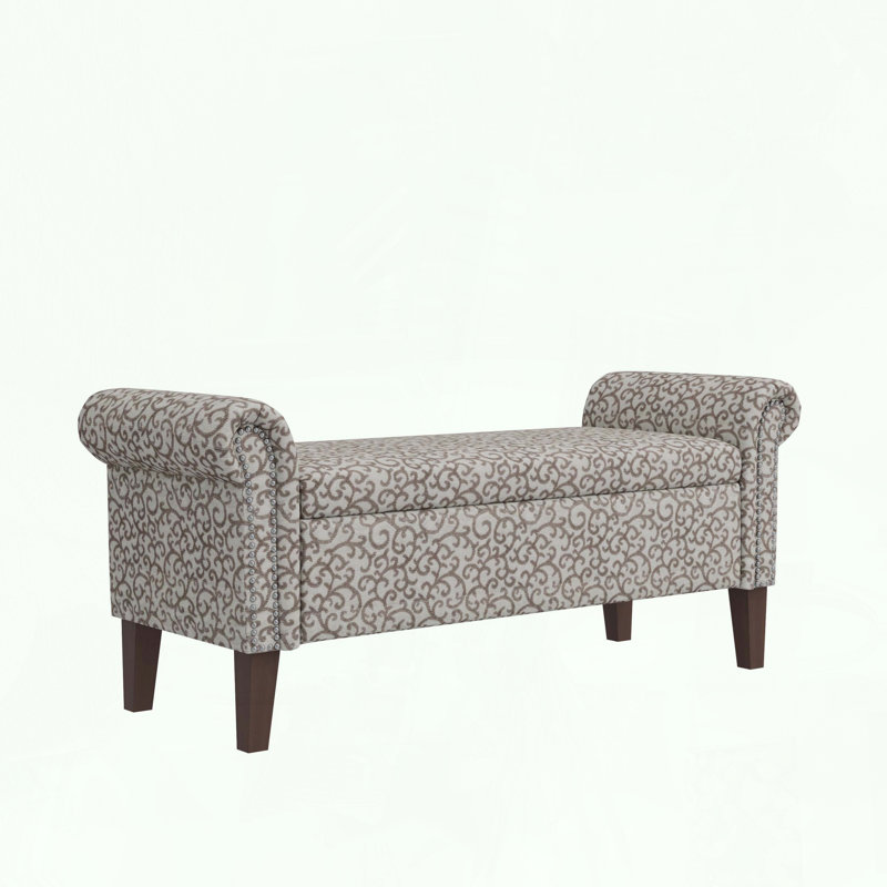 Repose-pieds avec rangement facile à assembler et tissu floral, Gris
