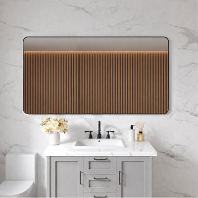 72" W x 40" H Bathroom Mirror – Shatterproof & Corrosion Resistant, Horizontal/Vertical Wall Mount, Easy Installation