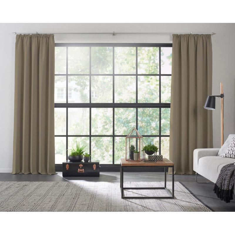 Zoee Pencil Pleat Blackout Single Curtain, 220cm H x 145cm W, Taupe