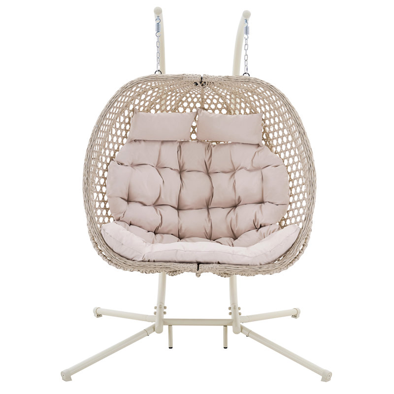2 Person Porch Swing with Canopy, Beige
