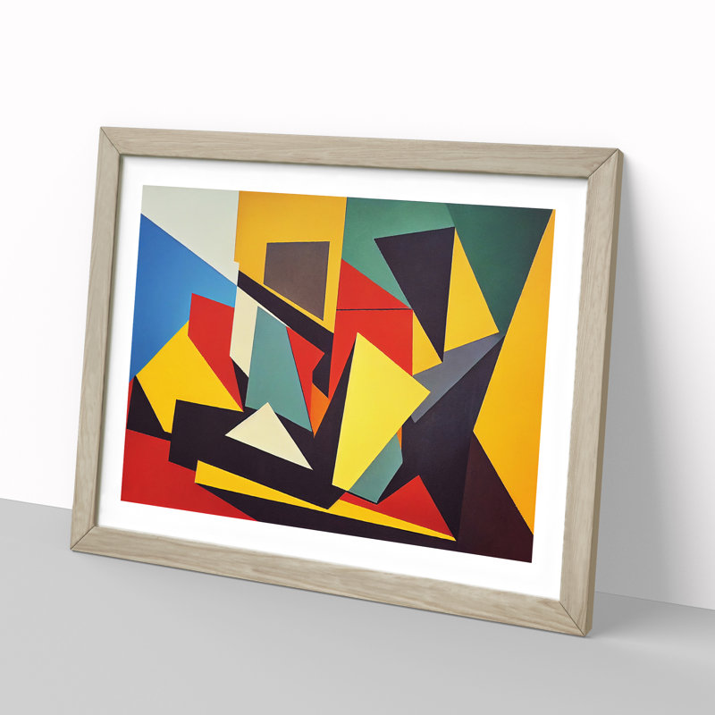 Shapes - Single Picture Frame Print, 46cm H x 64cm W, Oak Framed
