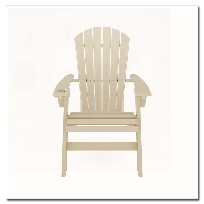 Sturdy HDPE Poly Lumber Adirondack Chair, Beige