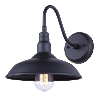 Luminaire de grange à col-de-cygne extérieur Aaryn, finition noire rustique