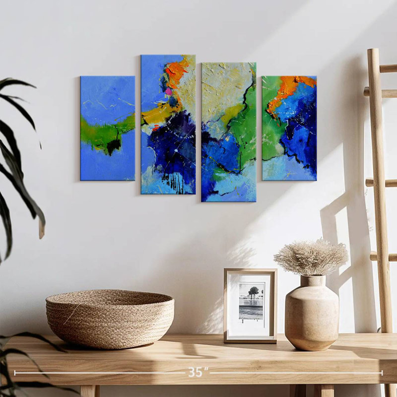 Blue Heart Abstract, 32" H x 52" W