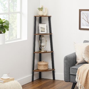 VECELO 5-Tier Corner Shelf with Storage Cabinet, Rustic Corner Bookshelf  Stand Storage Rack Plant Stand for Living Room, Home Office, Kitchen, Small