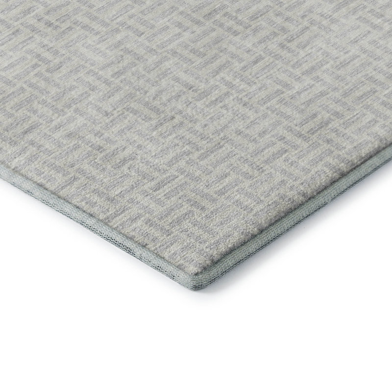 Tapis argenté de qualité supérieure lavable à la machine Prisco, Rectangle 10 pi x 14 pi